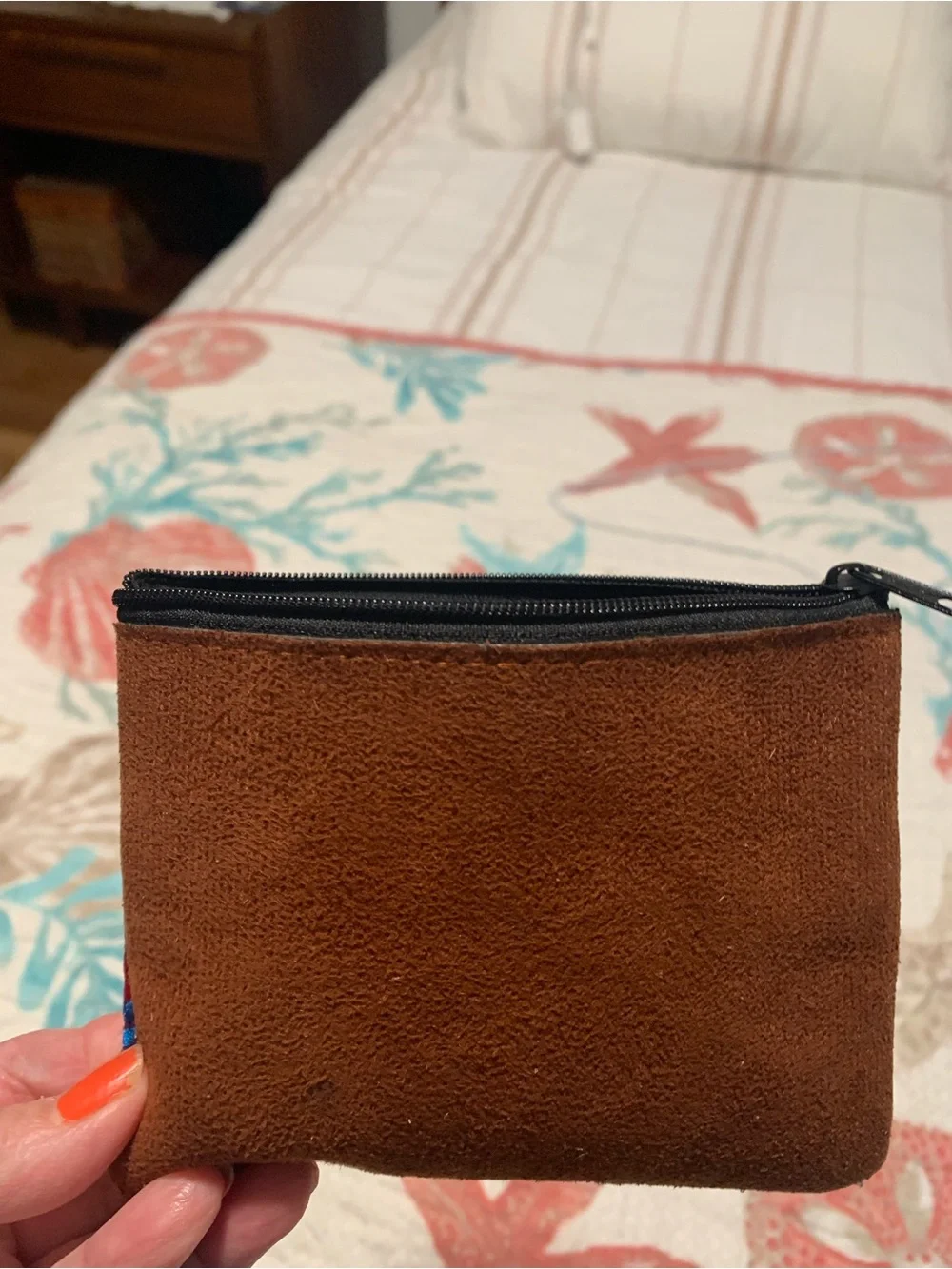 Puerto Rico Embroidered Suede two Zip Pouch - Picture 2 of 7